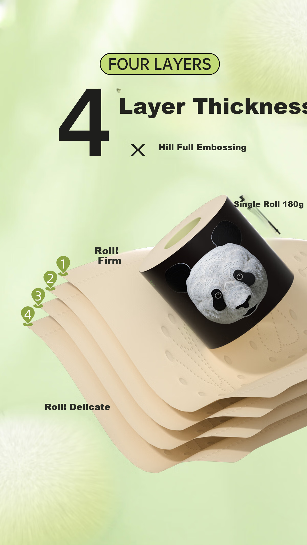 Рулонная туалетная бумага Shanqiu Core Roll, 4-слойная, 180г, 10 рулонов в упаковке, 21.3 см x 10.5 см x 52.5 см