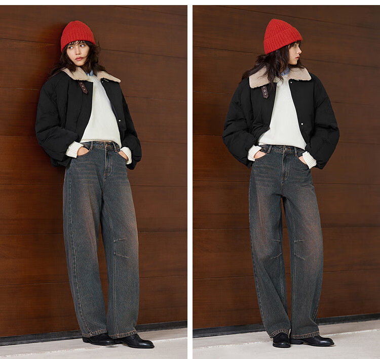 Женские джинсы Semir, модель 109725124007, прямые, с потертостями, свободного кроя, в стиле хай-стрит, зимняя коллекция 2025, потертые брюки