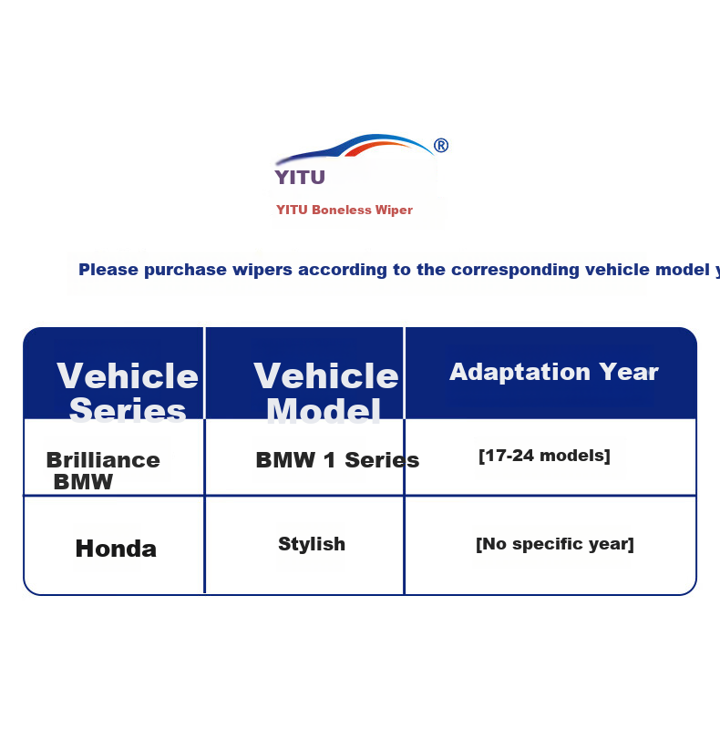 Комплект дворников YITU для BMW 1 серии [2017-2024] / Honda Civic, бескаркасные, 2 шт.