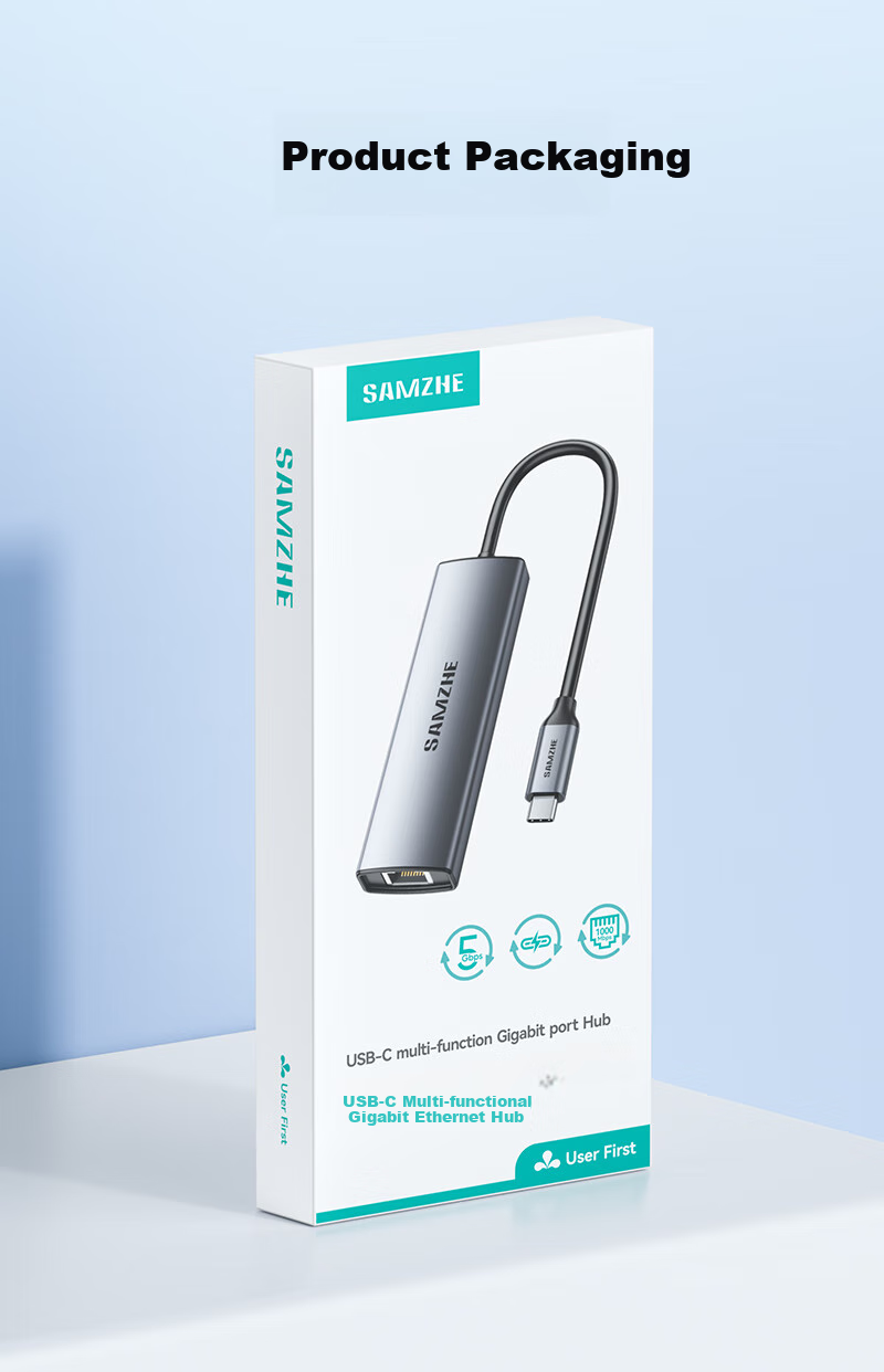 SAMZHE Type-C Expansion Dock, USB-C to Gigabit Ethernet Port Expansion Dock, RJ45 Splitter Adapter, Thunderbolt 4 Compatible, for Apple Computers MacBook Pro Laptops HWK1-C