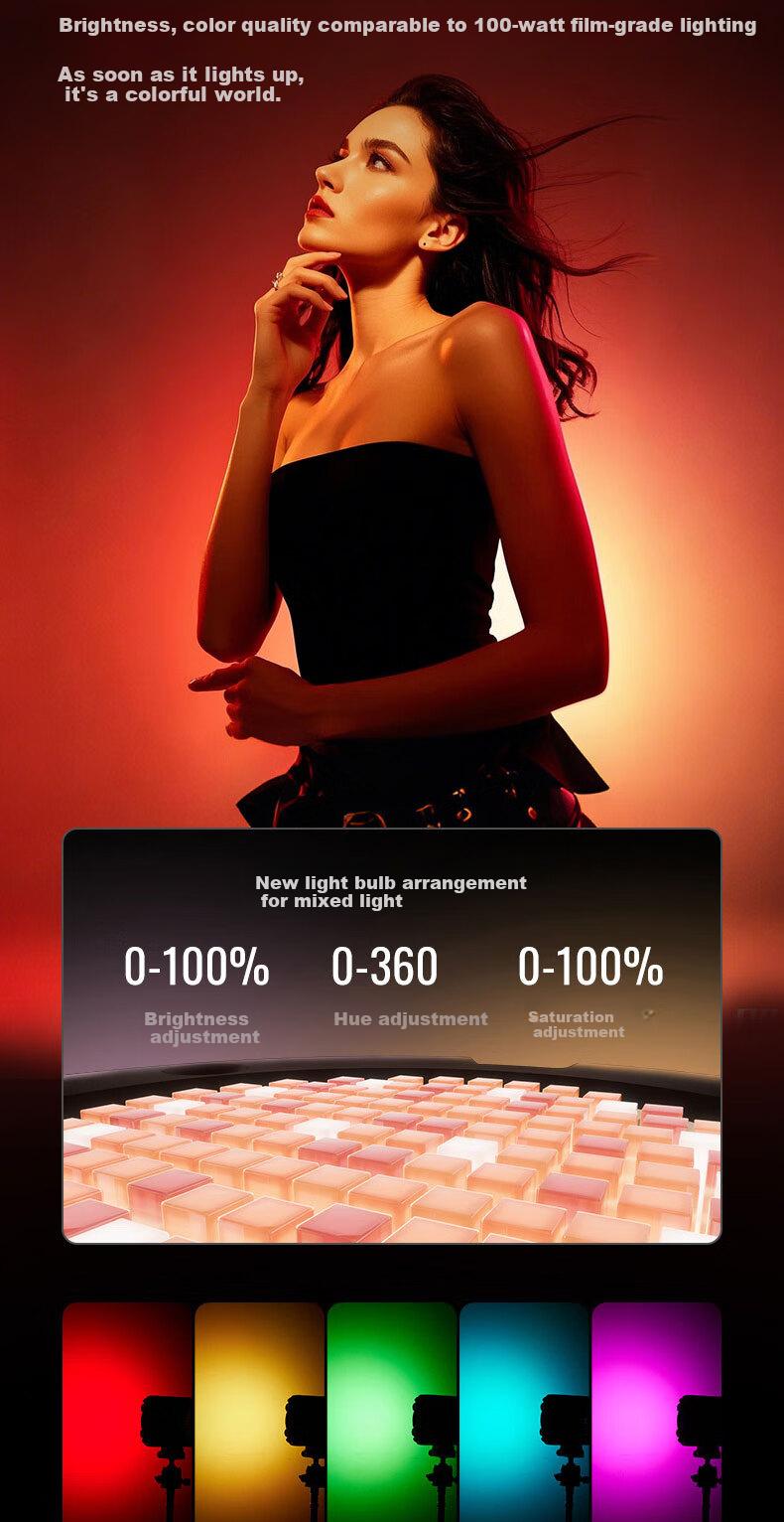 Светодиодный заполняющий свет Zhiyun X100RGB, 100 Вт, полноцветный, профессиональный COB, для фото- и видеосъемки, прямой трансляции, портретов, наружного освещения, атмосферной фотографии
