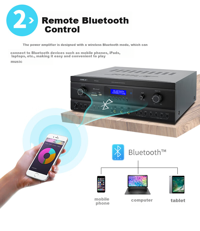 Усилитель SHILE OK-555A, с оптическим и коаксиальным входом, Bluetooth, функцией записи, анти-громкостью, караоке-усилитель высокой точности, 250 Вт