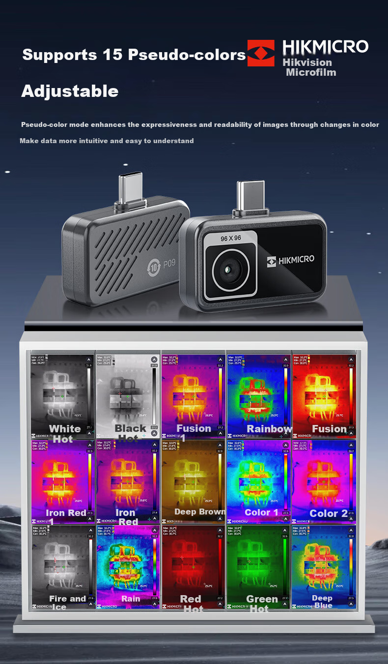 Тепловизор HIKMICRO P09 для смартфона, инфракрасный, 192x192, измерение температуры, детектор утечек, Android/iOS
