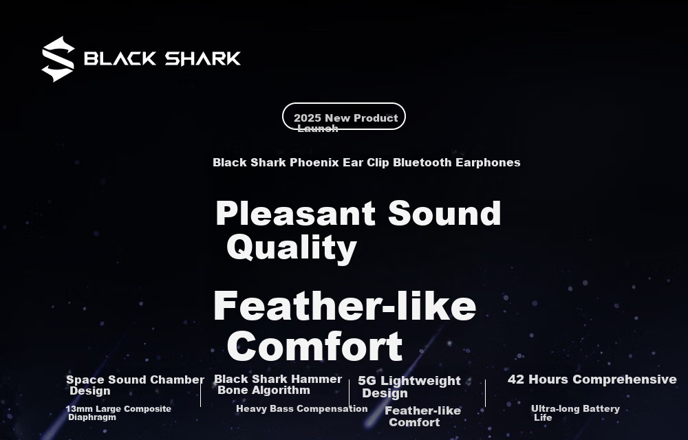 Беспроводные наушники Blackshark Fengming Ear Clip, Bluetooth 5.4, с шумоподавлением, спортивные, для бега, для Huawei, Xiaomi, Apple iPhone 17, серебристые