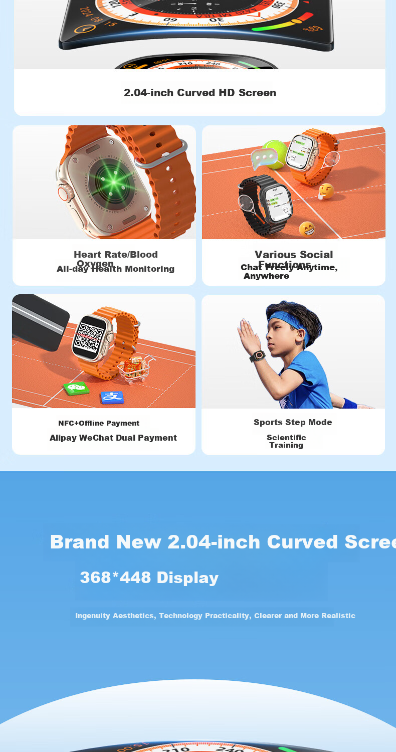 Смарт-часы Ozing S9 Ultra Premium Edition с SIM-картой, 2.04" AMOLED, 32GB, черный