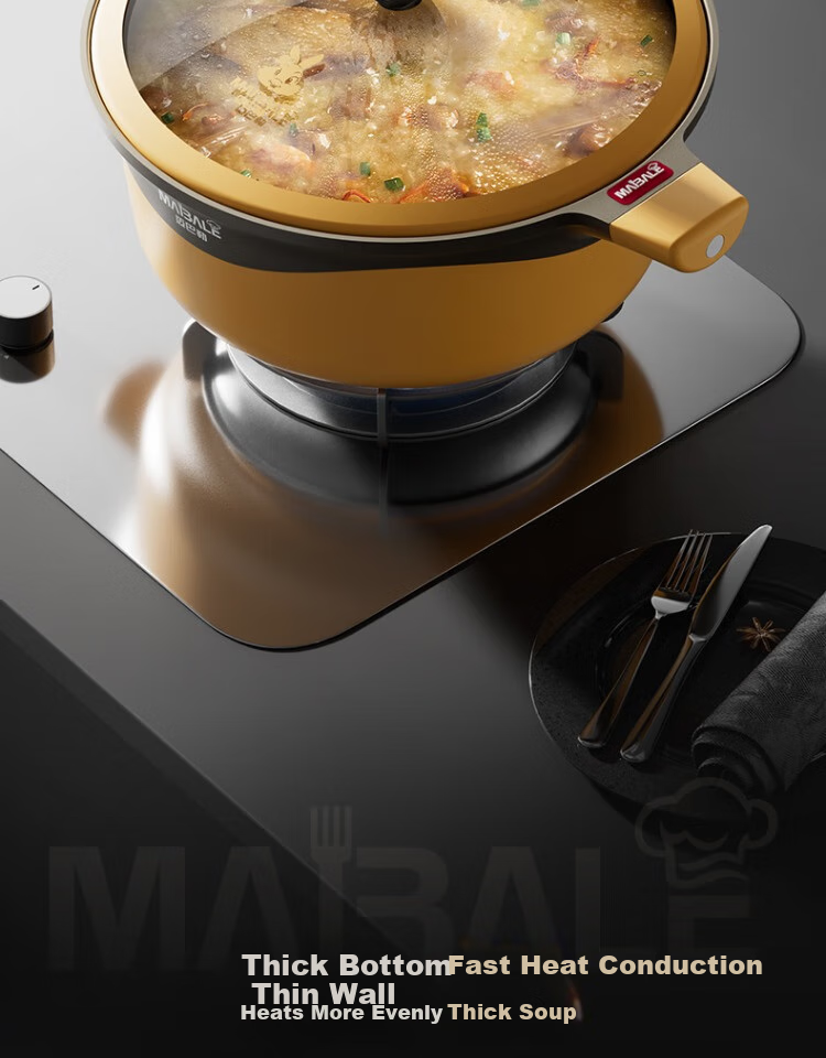 Кастрюля Maibale, 30 см, 7 л, с антипригарным покрытием, титановый сплав, для газовых и индукционных плит