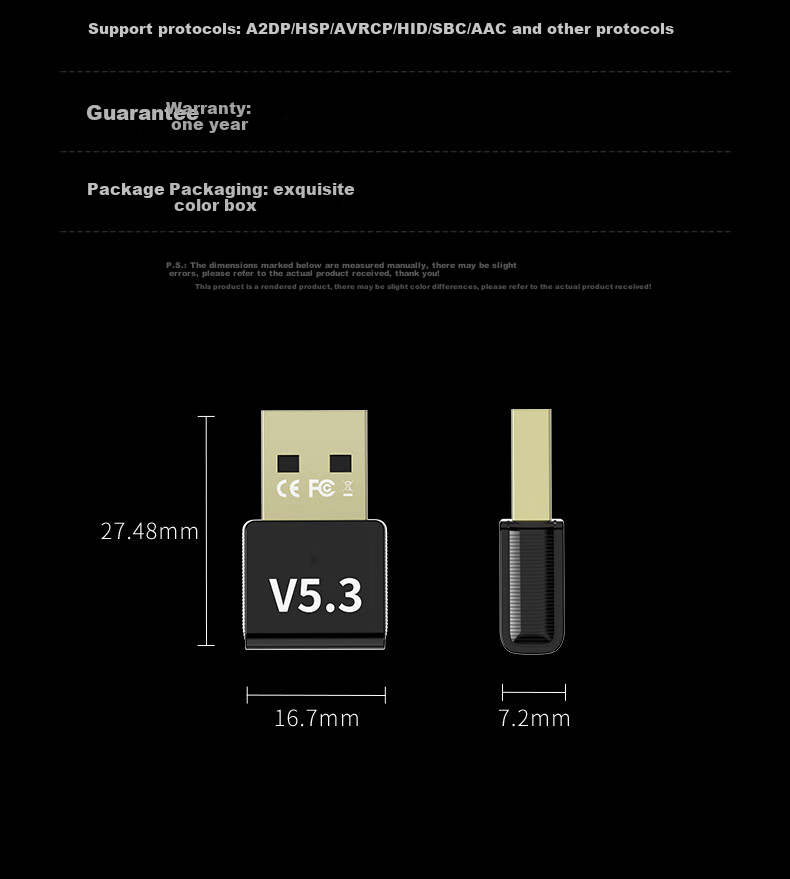 Адаптер USB Bluetooth 5.3 OFNPFTTH, приемник-передатчик для беспроводной клавиатуры, мыши, наушников, колонок, геймпадов, внешний модуль для ПК
