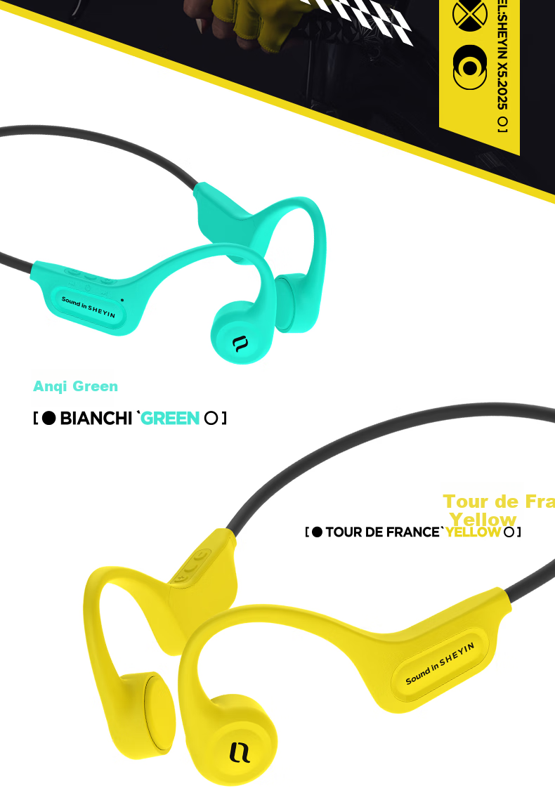 Наушники SHEYIN X5 True Bone Conduction Bluetooth, спортивные, водонепроницаемые IPX8, с микрофоном, 32 ГБ, белый и оранжевый