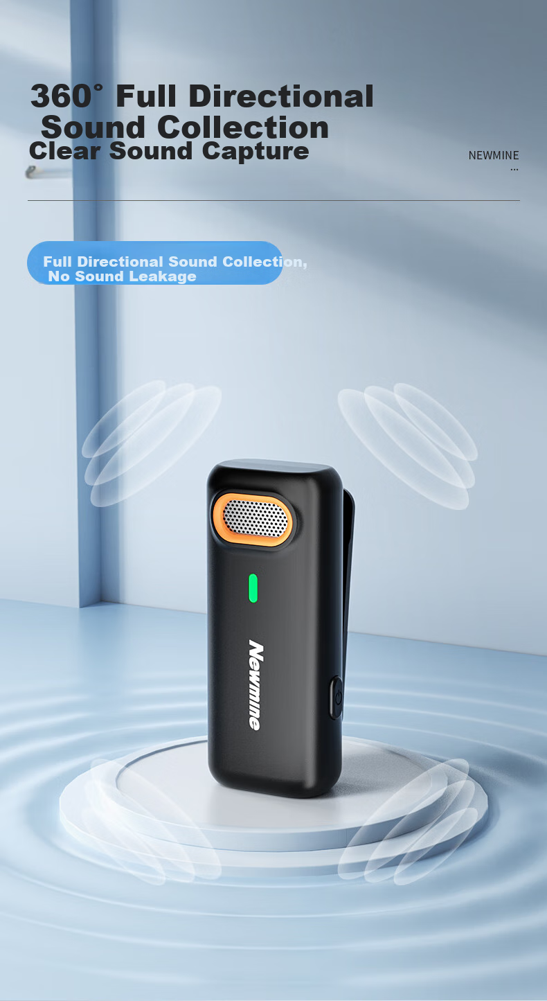 Беспроводной петличный микрофон Newmine MC216 Pro для стриминга и записи, с шумоподавлением, 2 микрофона + зарядный кейс