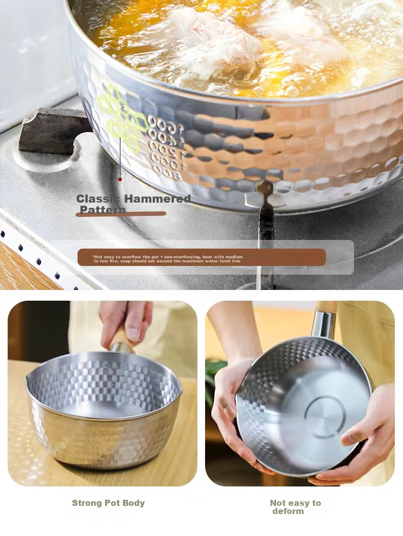 Кастрюля Shentian Snow Flat Pot для лапши и супа, из нержавеющей стали, маленькая молочная кастрюля, детская кастрюля для еды, пароварка, 18 см с вставкой-пароваркой