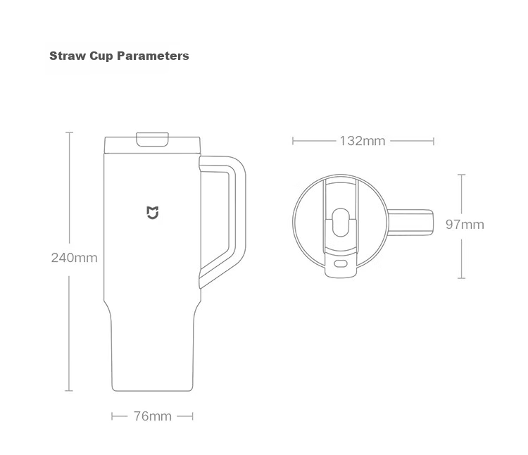Xiaomi Straw Insulated Cup, 1L, Lime Green