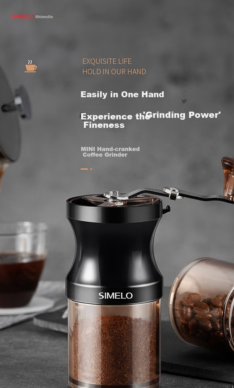Ручная кофемолка SIMELO, механическая, для кофейных зерен, 6 регулировок помола, портативная, керамический жернов