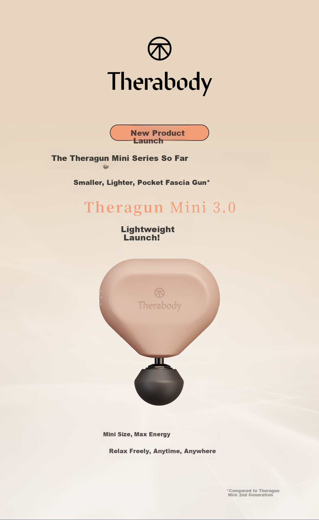 Портативный массажный пистолет Therabody Theragun Mini 3.0 для фитнеса и расслабления мышц, черный