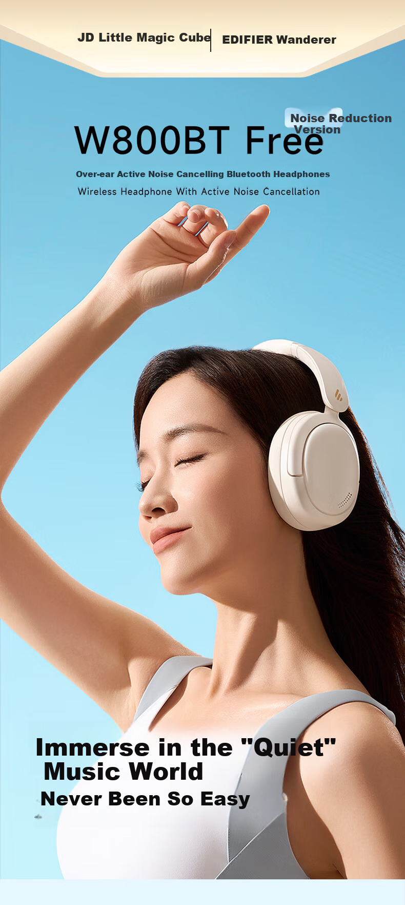 Беспроводные наушники EDIFIER W800BT Free с активным шумоподавлением, Bluetooth 5.4, 42 часа работы, синие