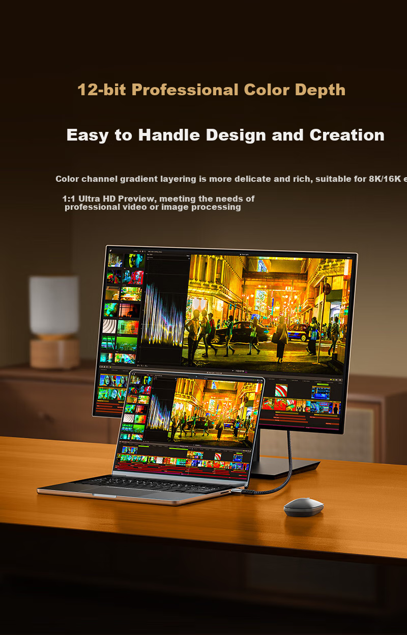 Видеокабель SAMZHE Type-C - DP 2.1/1.4, 16K, Thunderbolt 4/5, USB-C, 360Hz, 1.5 метра