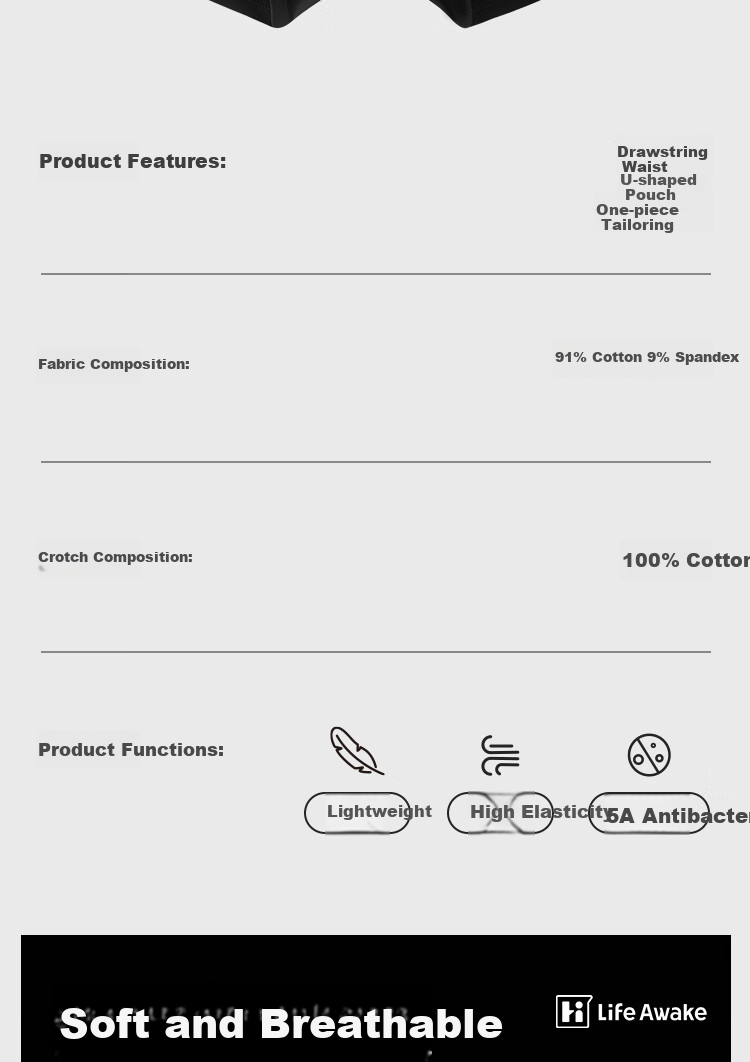 Мужские боксеры HLA [Light Business], 3 шт., смесь хлопка и модала, антибактериальные, дышащие, артикул 100102182336