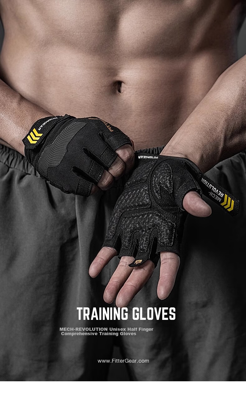 Перчатки для фитнеса FITTERGEAR, унисекс, для тренировок, велоспорта, без пальцев, черные с золотом, размер XL