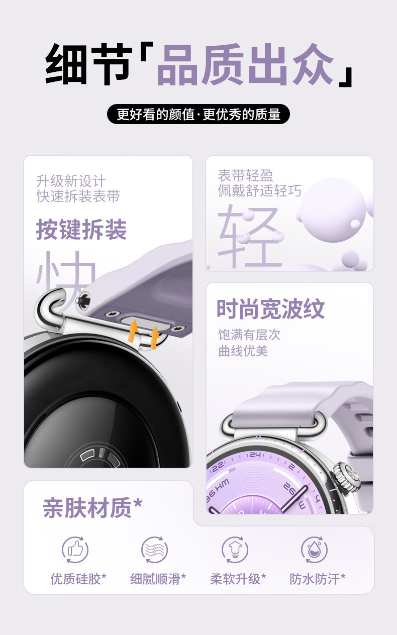 Ремешок Xiaopijiang для Huawei Watch GT 6/GT5 Pro/GT5/GT4, широкий, волнообразный, силиконовый, с быстросъемным креплением, универсальный для женских часов 42/41 мм