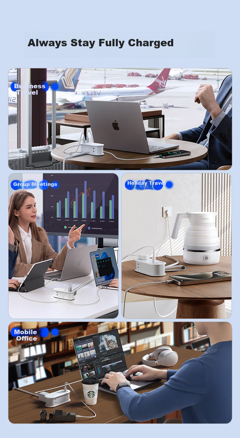 Сетевой фильтр ORICO, 65W USB, удлинитель, портативный, черный, 1.63 метра