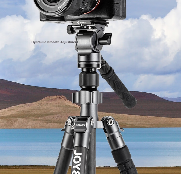 Штатив Fotopro X-4CN VIDEO с гидравлической головкой, карбоновый, серебристый