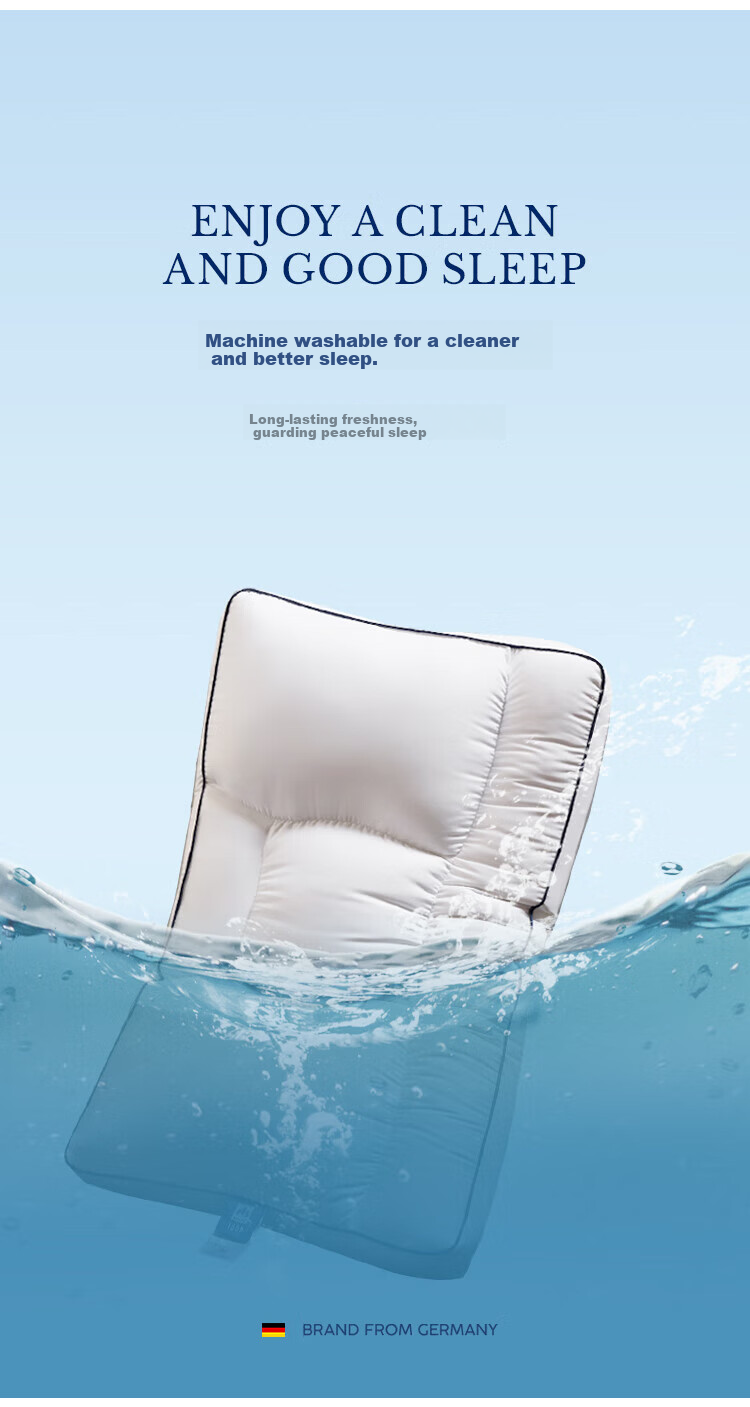 Подушка Irisette German Zoned Down Pillow, 95% белый гусиный пух, моющаяся, антибактериальная, низкая, 1 шт.