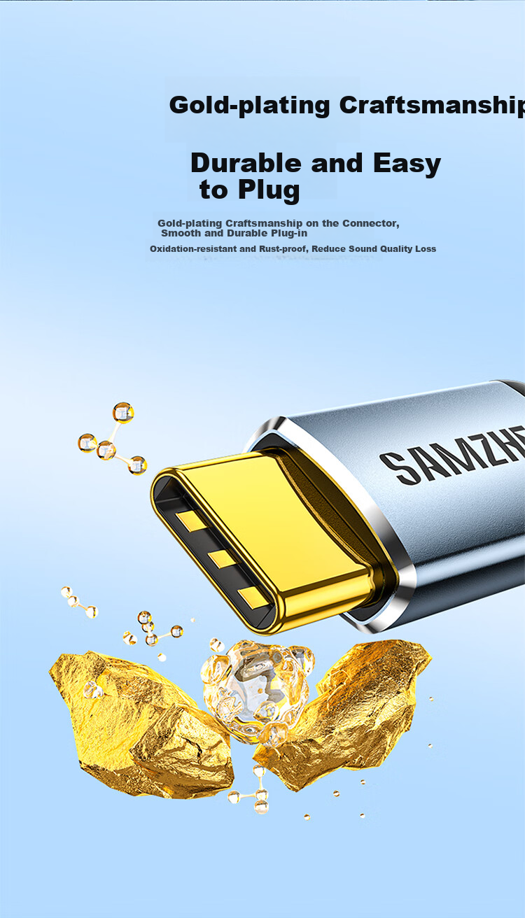 Аудиоадаптер SAMZHE Type-C на 3.5 мм, кабель AUX для автомобиля, адаптер для наушников Apple/Xiaomi/Huawei, 0.5 метра, JL05
