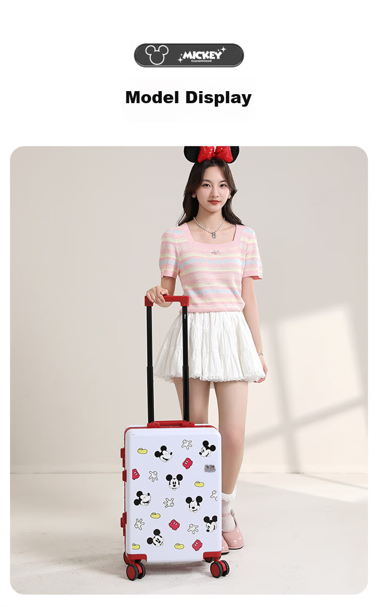 Чемодан Mesuca X Disney Mickey Luggage Print 20-дюймовый, с алюминиевой рамой, для ручной клади