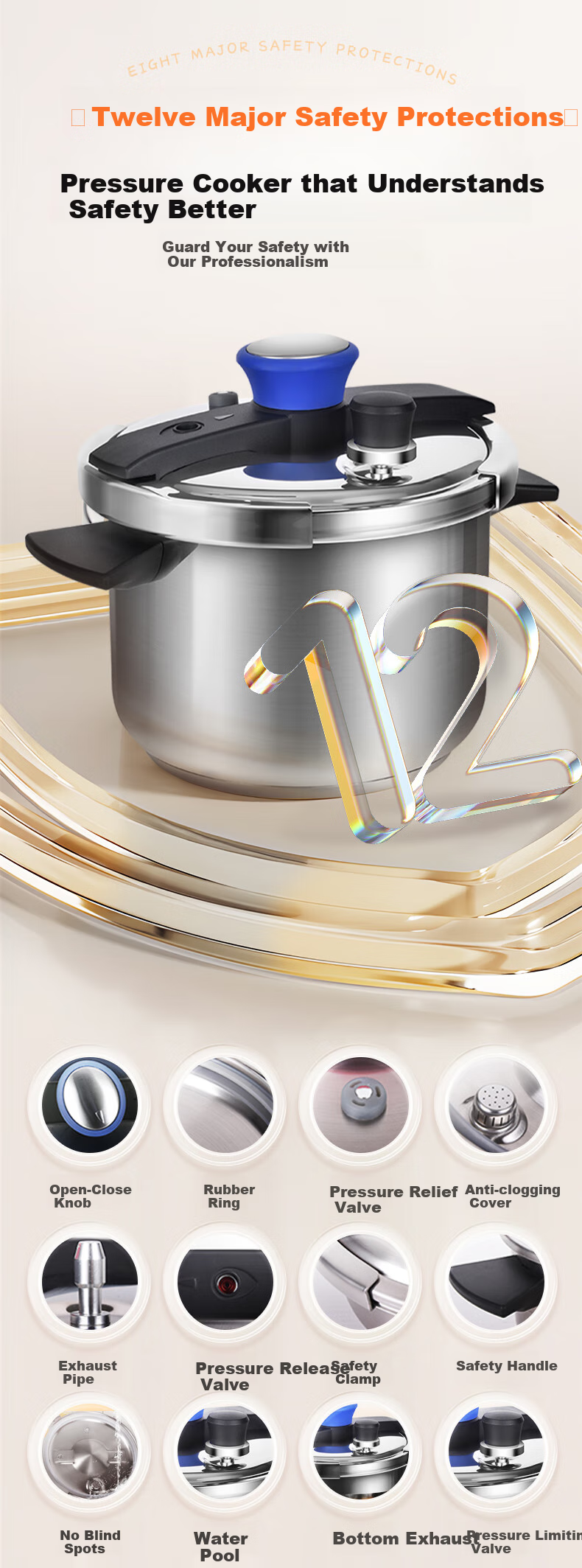 Скороварка DOUBLEHAPPINESS, 304 Нержавеющая сталь, 4 л, подходит для индукционных плит, взрывозащищенная, с одной рукой