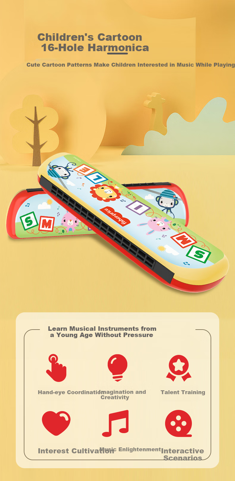 Детская губная гармошка Fisher-Price