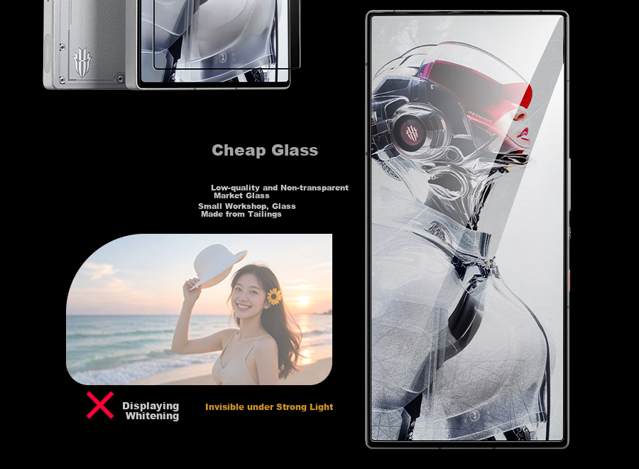 Защитное стекло Wali для Nubia Red Magic 10s Pro+, закаленное, HD, полное покрытие, анти-отпечатки, анти-падение, защита от износа, с коробкой для быстрой установки