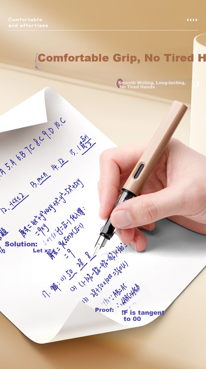 Kabaxiong [Back to School Essential] Канцелярская ручка-перо для студентов, 0.38 мм, с заменяемым картриджем, классическая ручка-перо для начальной школы, корректирующая осанку, синяя, Niini Princess