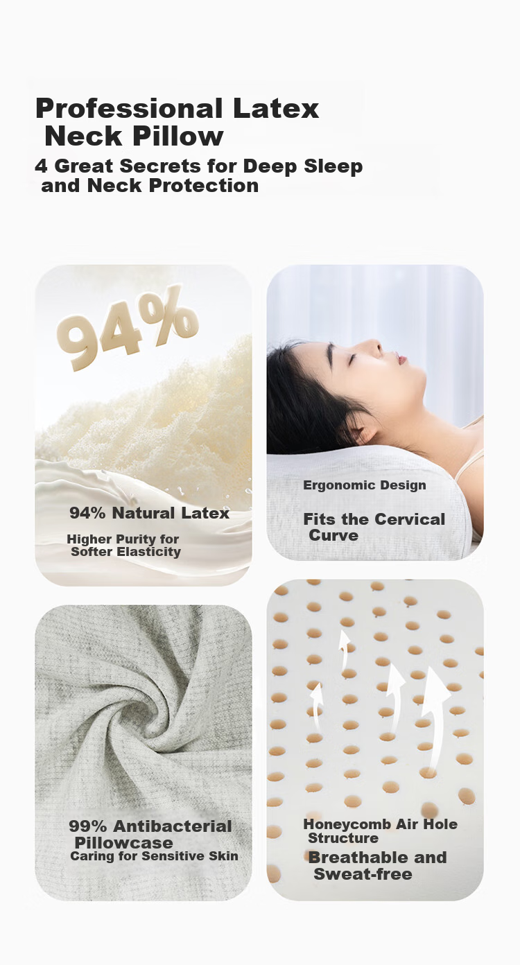 Подушка AiSleep Thai Latex Pillow, 94% натурального латекса, импорт из Таиланда, поддержка шейного отдела позвоночника для взрослых, подушка для глубокого сна