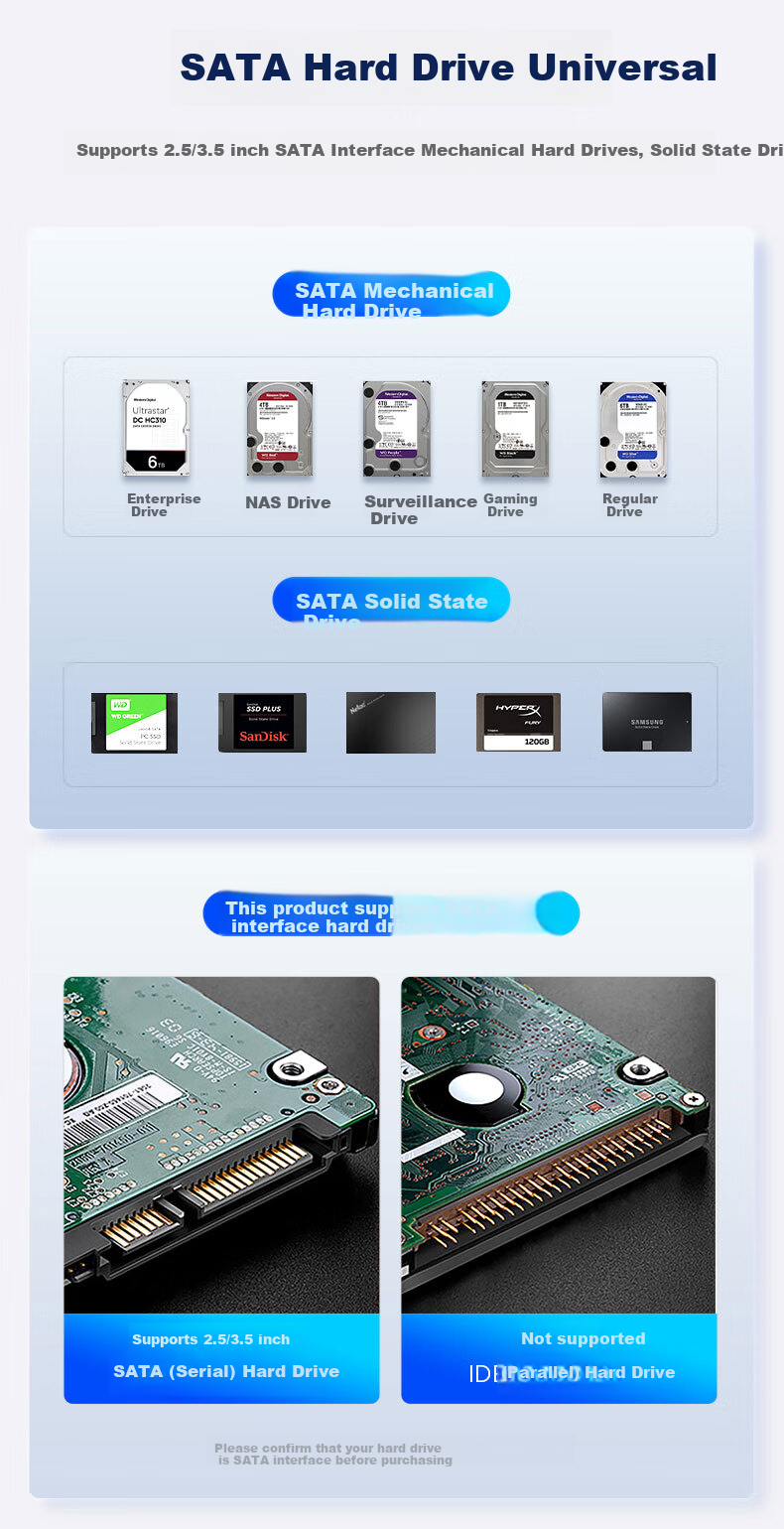 Внешний корпус для жесткого диска ORICO 6218US3, 3.5/2.5 дюйма, SATA, USB 3.0, черный