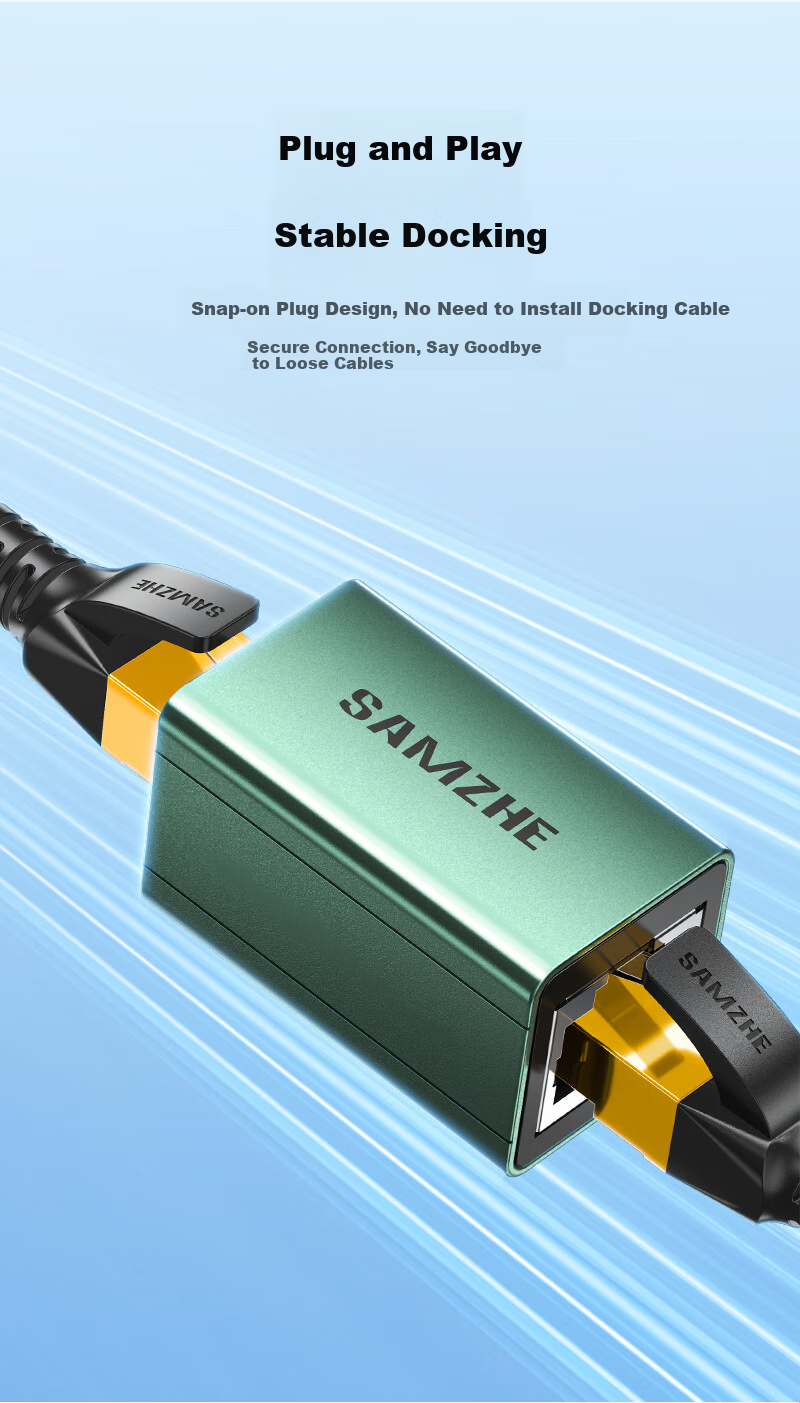 Адаптер-коннектор для Ethernet-кабеля SAMZHE SZ-LZT01 Gigabit, алюминиевый сплав, прямой, для кабелей Cat 5/6