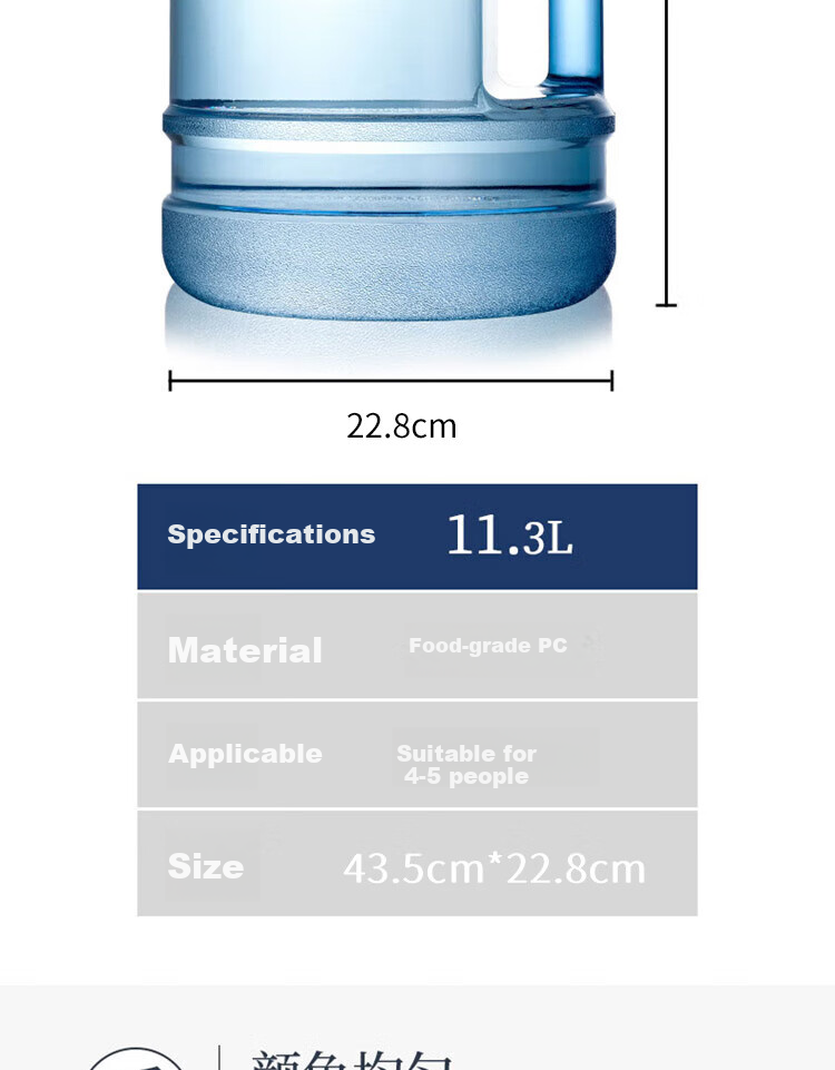 Бутыль для воды BJ Pure Water Container, пищевой поликарбонат, для кулеров, чайных столов и баров, портативный контейнер для улицы, большая емкость 11,3 л