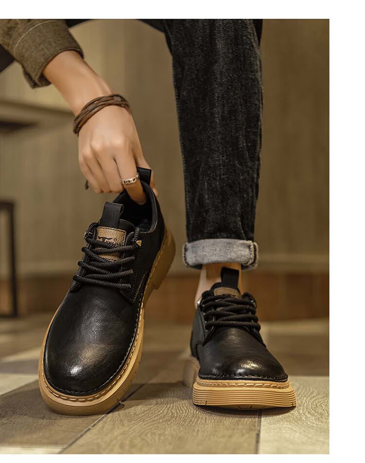 Мужская обувь G.N.Shi Jia, повседневная, из искусственной кожи, модель 2026, в британском стиле, ретро, низкие ботинки Мартин
