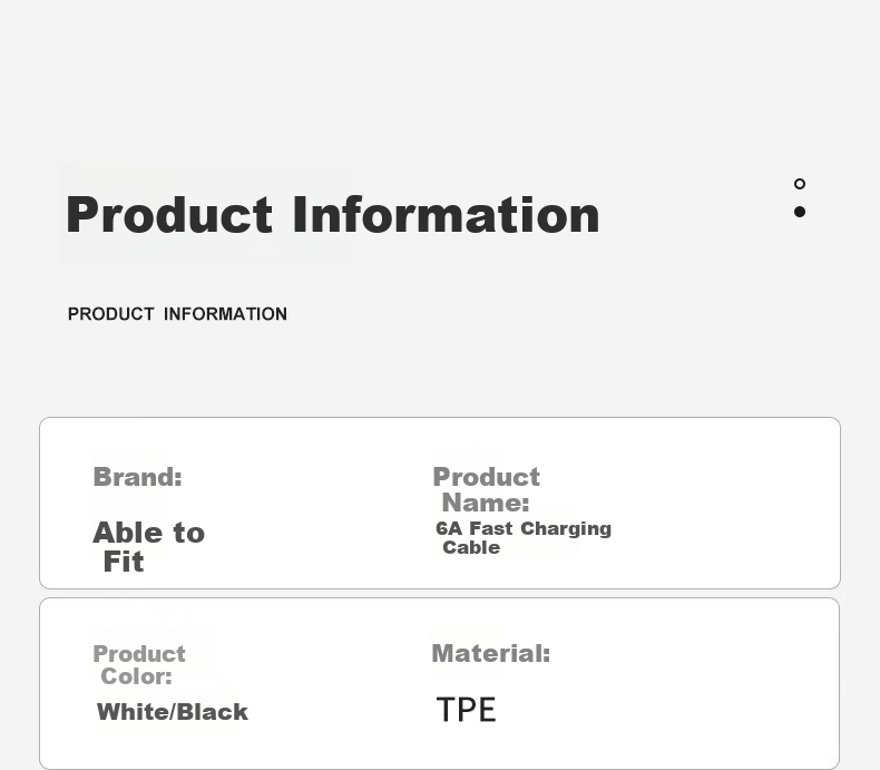 Кабель Nengshi Type-C, 6A, 1м, белый, для быстрой зарядки Xiaomi, Redmi, Black Shark