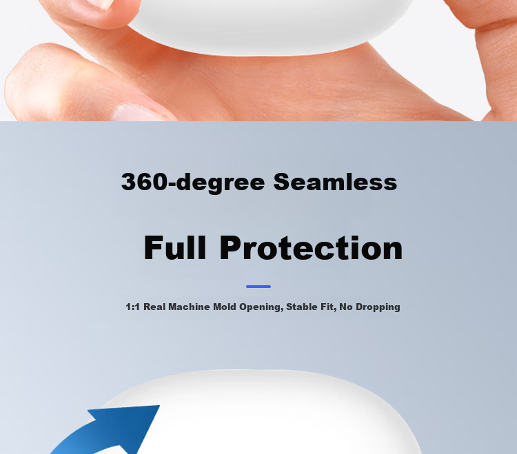 ESCASE Защитный чехол для Xiaomi Buds5 Earphones, чехол для хранения наушников Bluetooth, чехол из жидкого силикона, сверхтонкий защитный чехол с полным покрытием, белый с ремешком