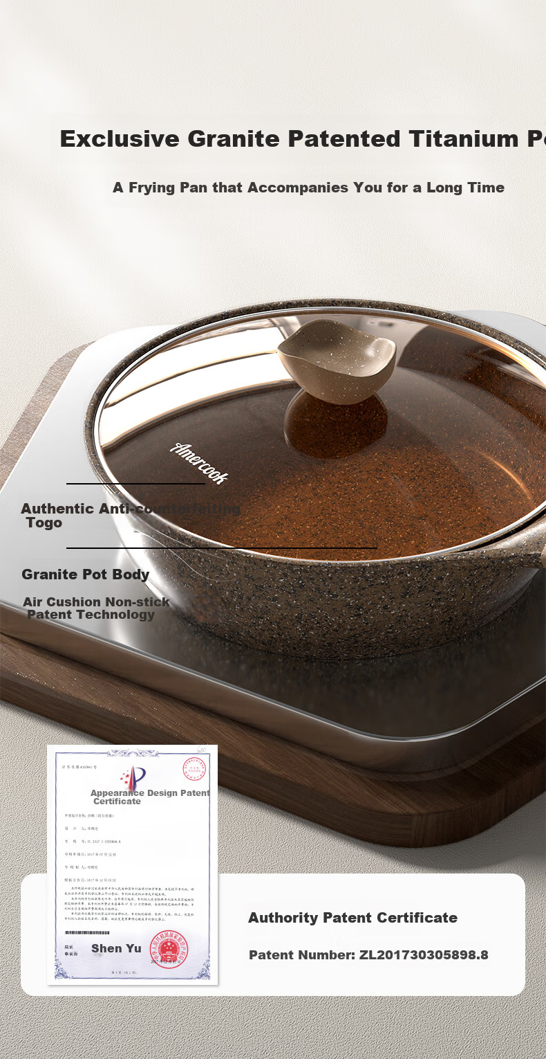 Глубокая сковорода Amercook Alphita, антипригарная, с плоским дном, для яиц и стейков, подходит для индукционной и газовой плиты, 26 см