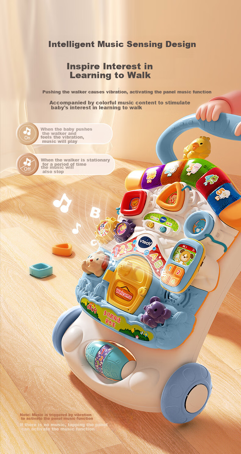 Развивающий центр-ходунки Vtech, музыкальный, складной, регулируемый по скорости, для мальчиков и девочек, подарок на день рождения ребенка