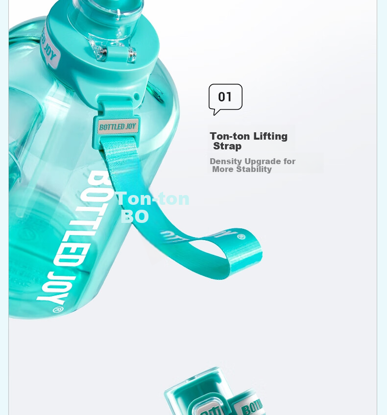 Бутылка для воды Dundun Joy Sports, большая емкость, портативная, подарок, с соломинкой и прямым питьем, 2500 мл, черный