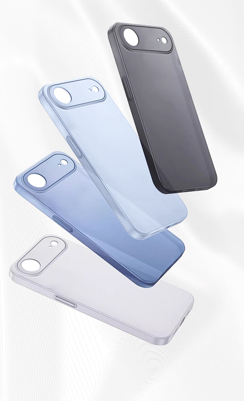 Чехол GURRS для iPhone 17 Air, ультратонкий, полупрозрачный, черный, с защитой объектива