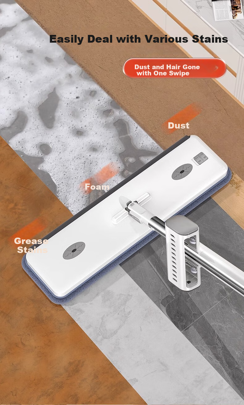 Швабра Sobam Flat Mop, 42 см, с 4 насадками, для дома, без ручной стирки, 2025