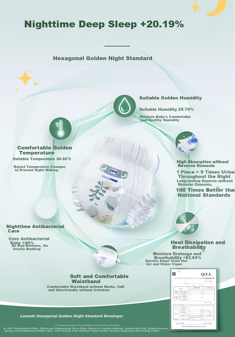 Подгузники Lelch Herbal Baby Night Diapers, XXXL Size, 34 шт. (17KG+), Pull-Up Diapers, дышащие и впитывающие