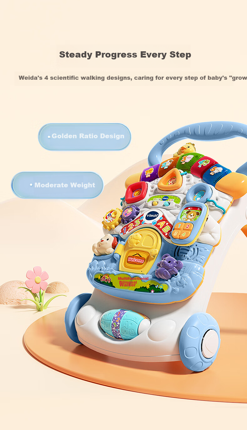 Развивающий центр-ходунки Vtech, музыкальный, складной, регулируемый по скорости, для мальчиков и девочек, подарок на день рождения ребенка