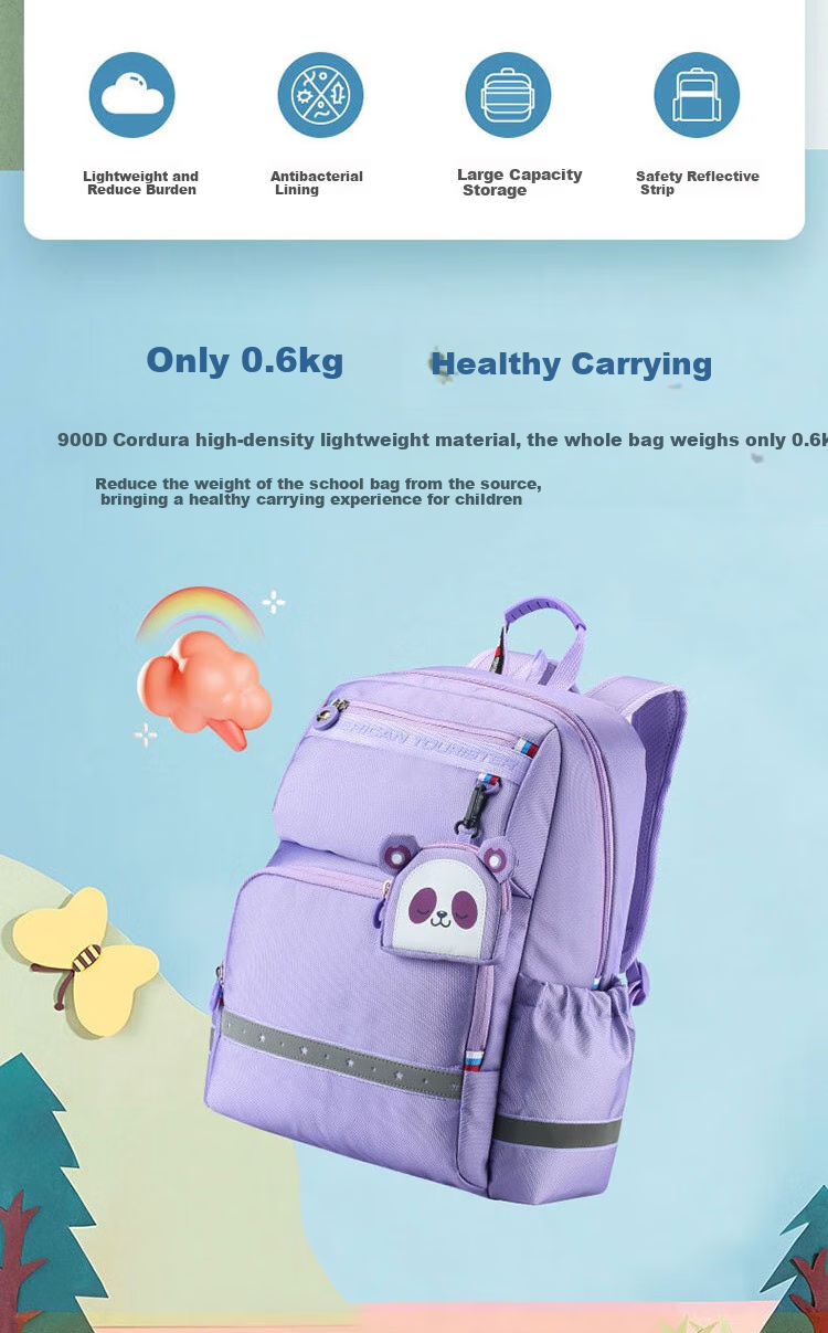 Рюкзак American Tourister, детский, для начальной школы (1-6 классы), вместительный, легкий, стильный, фиолетовый с подвеской
