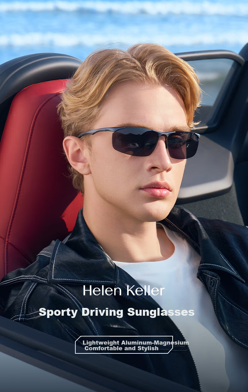 HELEN KELLER Polarized Sunglasses for Men, Driving Glasses, Aluminum-Magnesium Sports Sunglasses, Cycling Goggles HK626P06