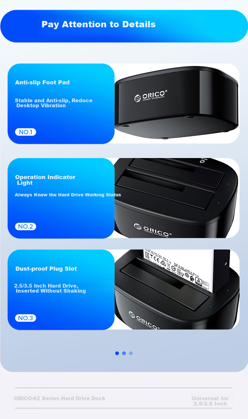 Внешний корпус для жесткого диска ORICO 6218US3, 3.5/2.5 дюйма, SATA, USB 3.0, черный