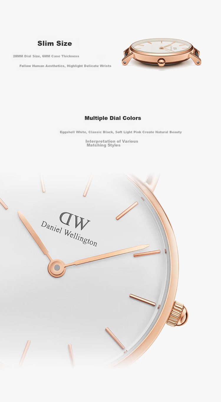 Daniel Wellington Classic Gold Watch Bracelet Set, роскошные кварцевые наручные часы для женщин, подарок на День святого Валентина