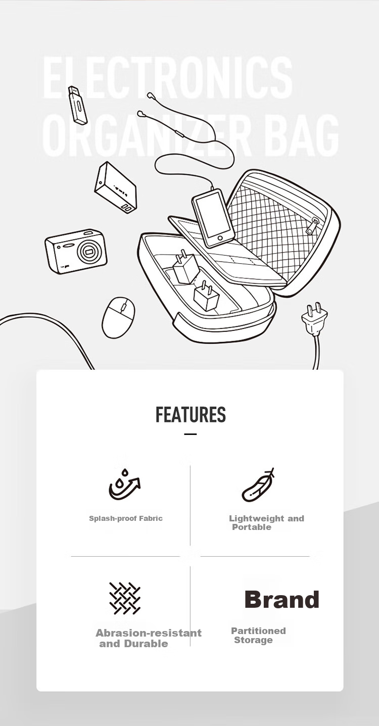 Pack All Сумка-органайзер для кабелей, пауэрбанка, жесткого диска и наушников, защитный чехол для цифровых аксессуаров, серая